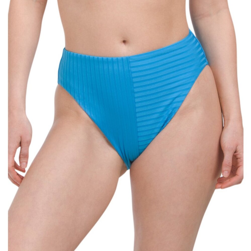 Sanctuary NEW Bikini Bottoms High-Leg High-Rise Blue NWT Women's L